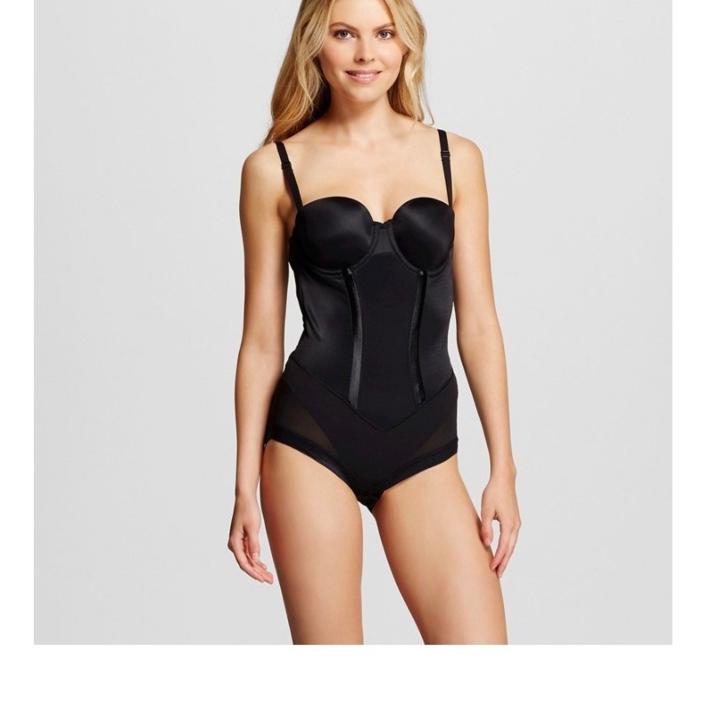 Maidenform Women Firm Tummy Control Easy Up Strapless Bodysuit 1256 Black 36C